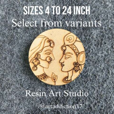 Krishna Radhe Pre Marked Round Shape MDF Base