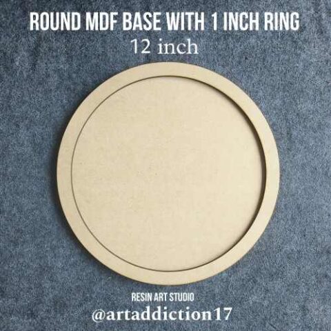 MDF Base for ocean resin art and DIY crafts, featuring a 1-inch round ring, available in sizes 12 to 24 inches with a 5.5 mm thickness from Resin Art Studio by ArtAddiction17