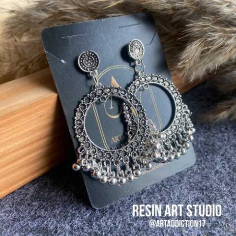 Silver Jhumka Earrings for Resin Art