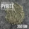 Crushed pyrite granules, 2-3 mm size, with a metallic sheen, perfect for enhancing resin art projects